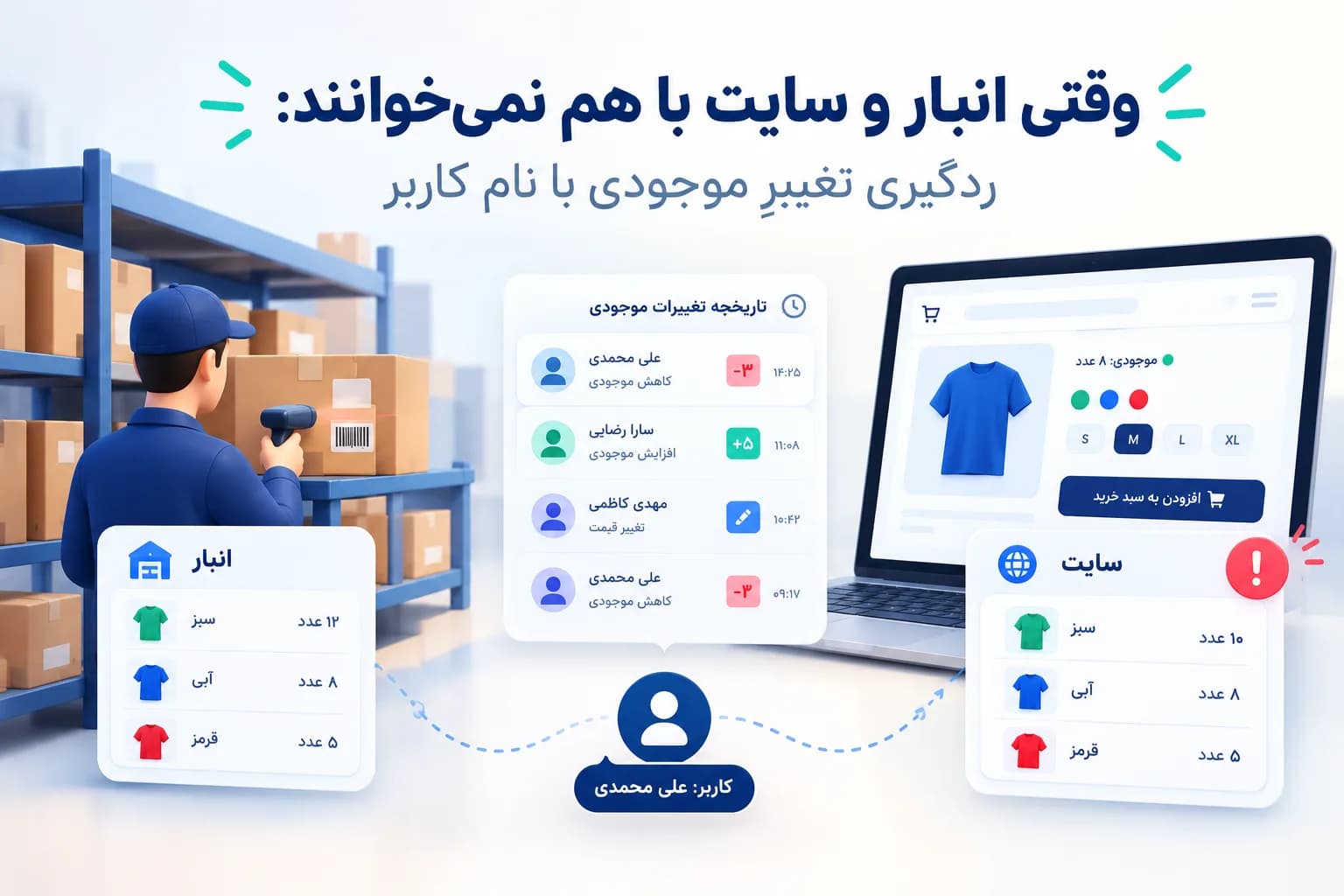 وقتی انبار و سایت با هم نمی‌خوانند: ردگیریِ تغییرِ موجودی با نامِ کاربر